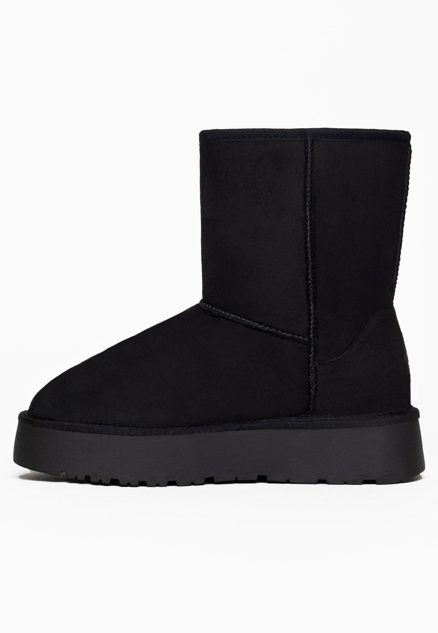 Bottine fourrée Joy noire de trois-quarts arrière, couture le long du quartier