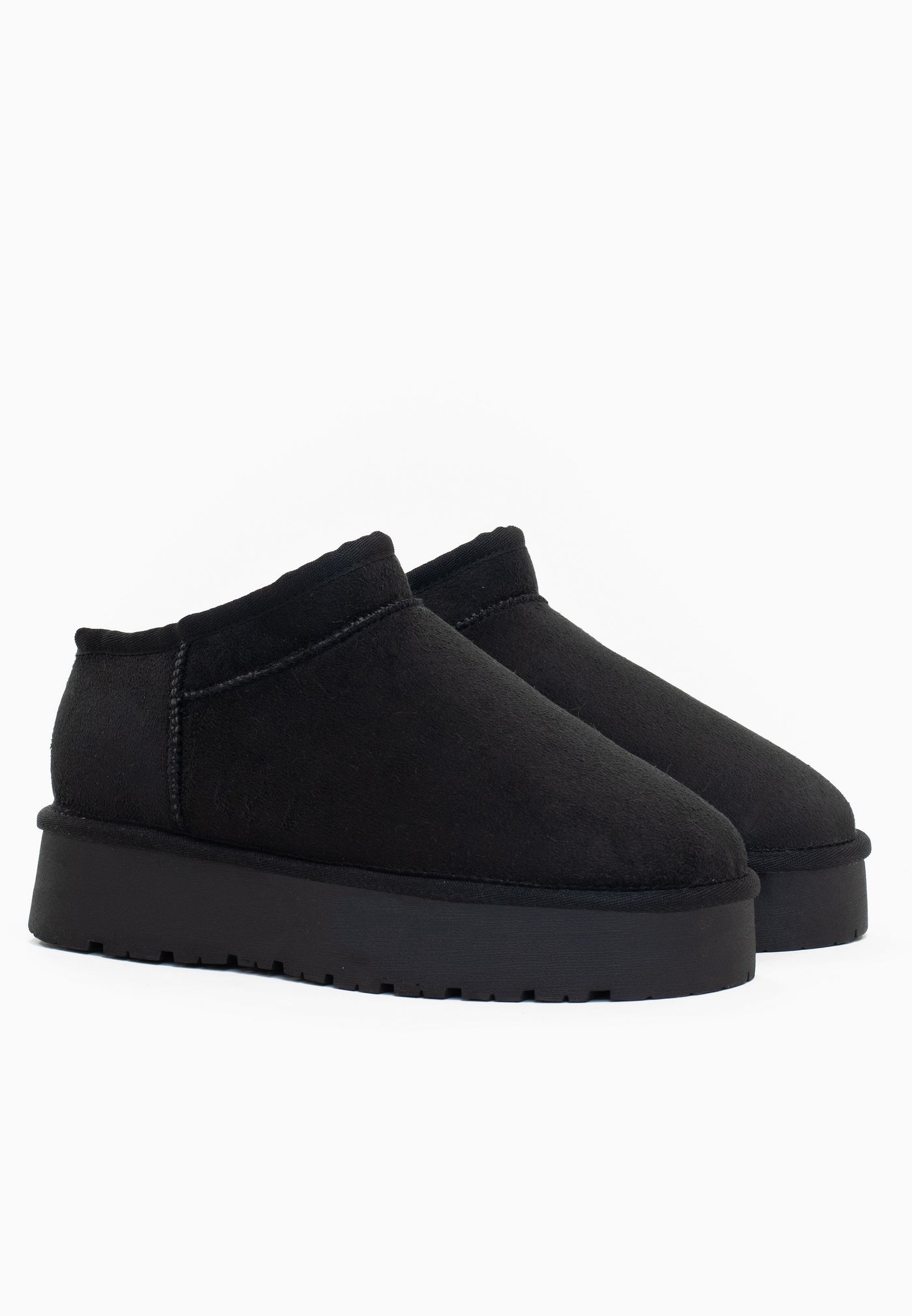 Paire de bottines fourrées Fiaza anthracite de trois-quarts, tige courte et plateforme