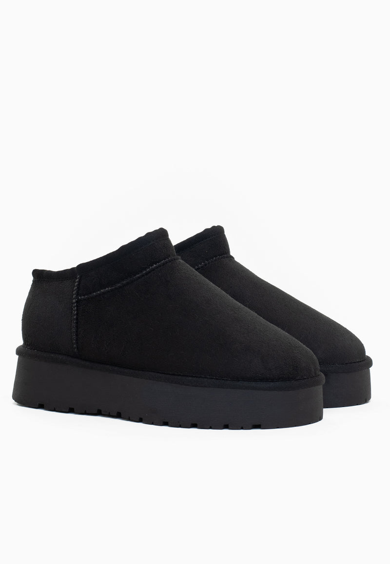 Paire de bottines fourrées Fiaza anthracite de trois-quarts, tige courte et plateforme