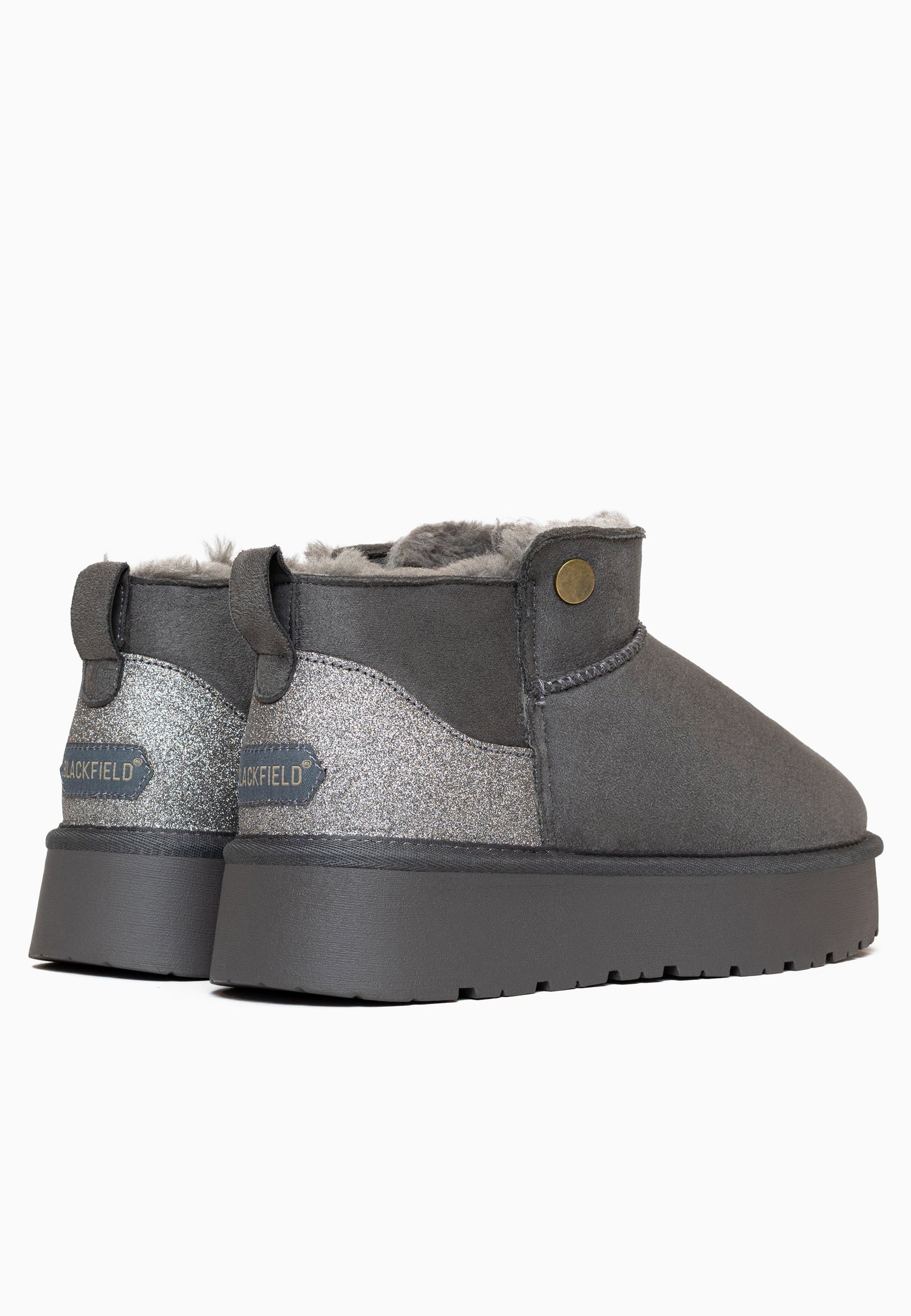 Paire de bottines fourrées Edeh anthracite de dos, nom Blackfield sur le pailleté