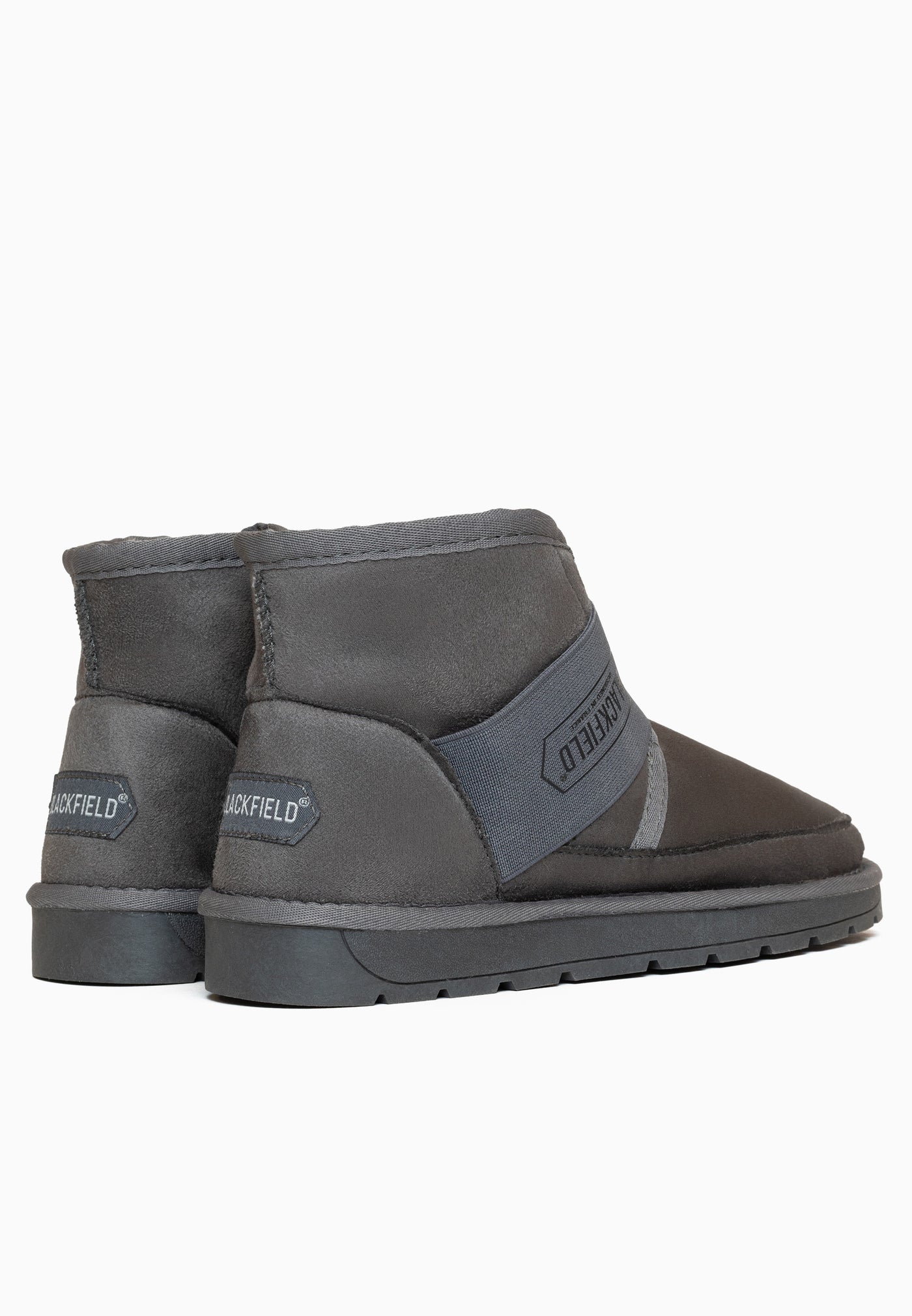 Paire de bottines fourrées Eshika anthracite de dos, signatures Blackfield aux talons