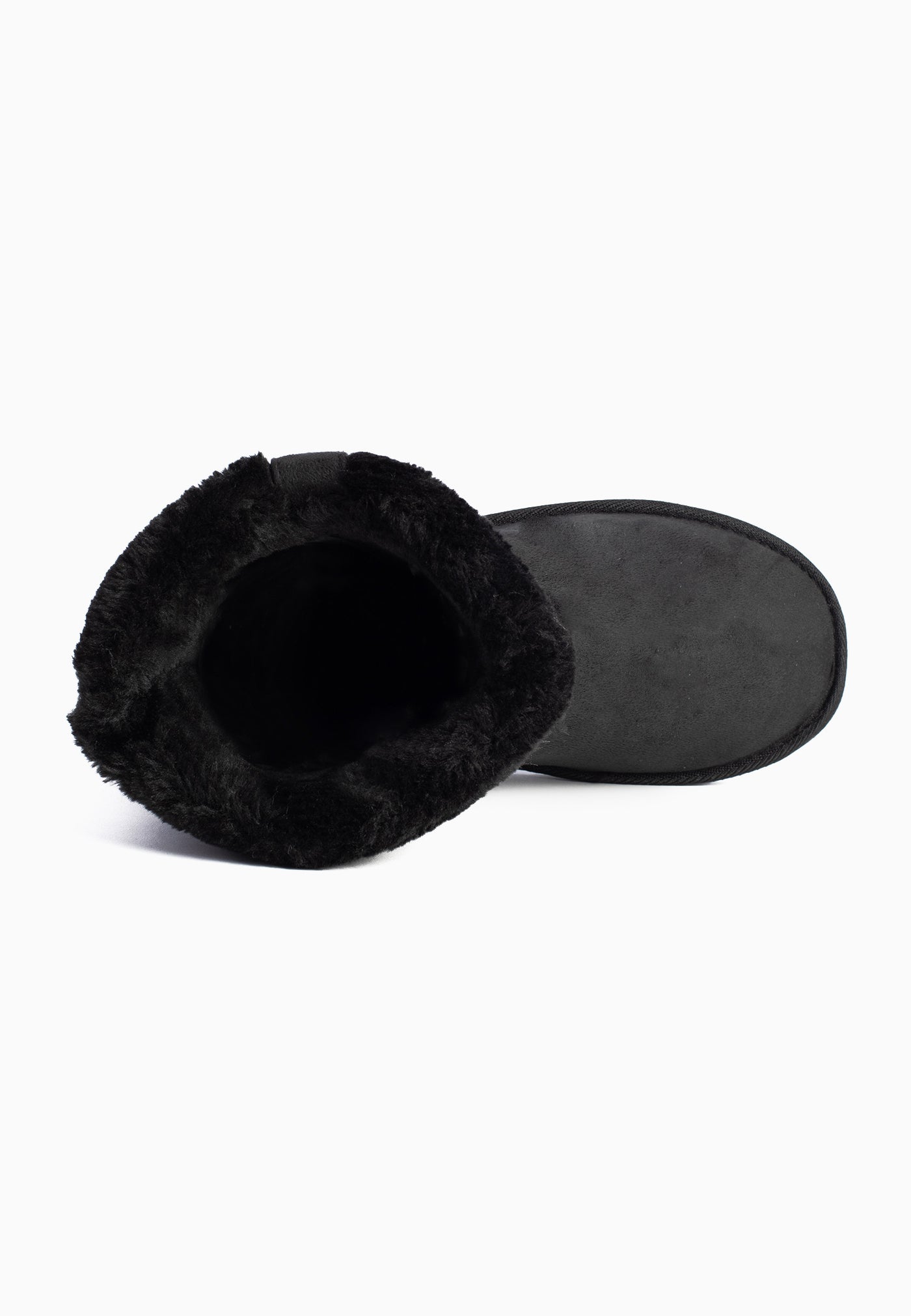 Tige de bottine fourrée Afton noire vue de dessus, première de propreté posée à plat