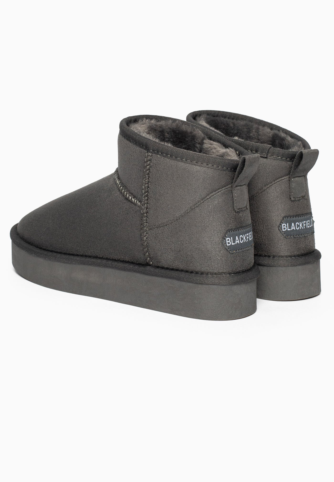 Paire de bottines fourrées Beryl anthracite de trois-quarts arrière, boucles de tirage