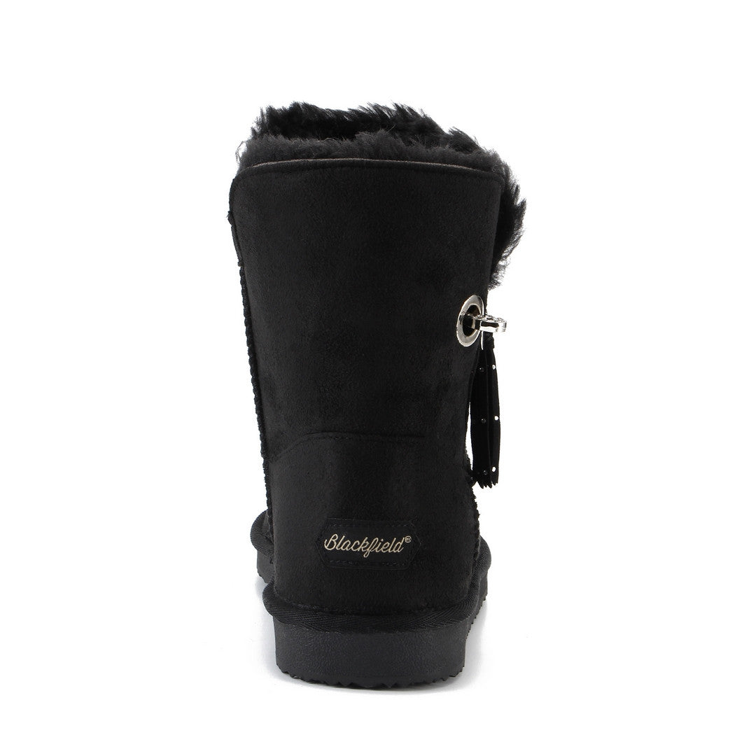 Bottine fourrée Clair noire de profil côté opposé, doublure noire visible au col
