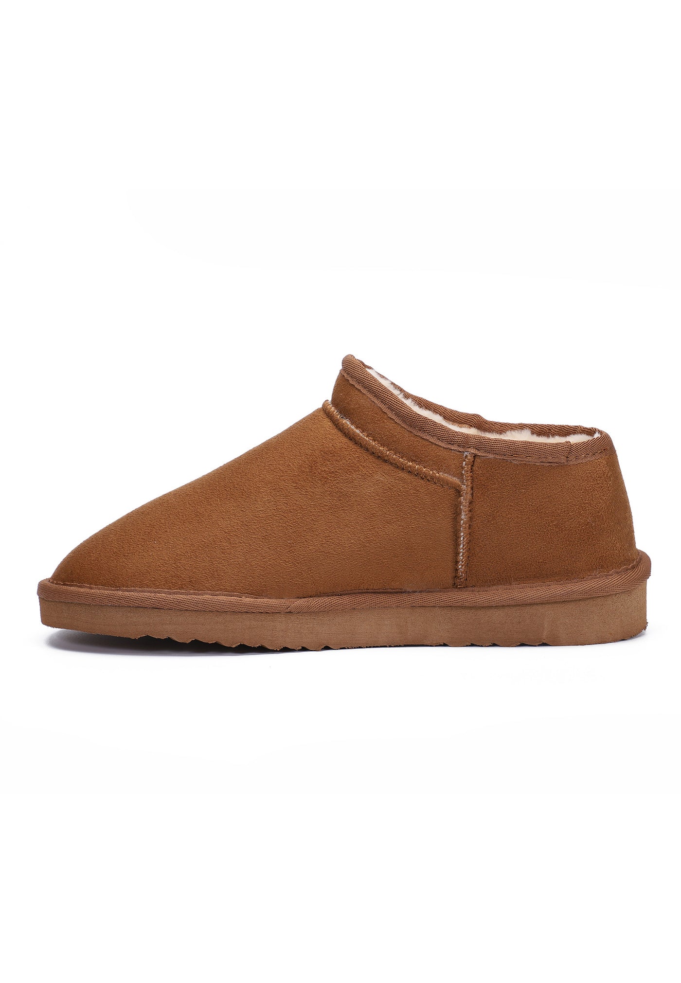 Autre côté de la bottine fourrée Mini Fiaza camel, col surpiqué et doublure claire