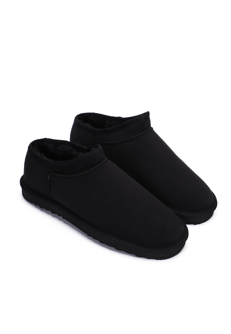 Paire de bottines fourrées Mini Fiaza noires de trois-quarts, col bas et semelle mate