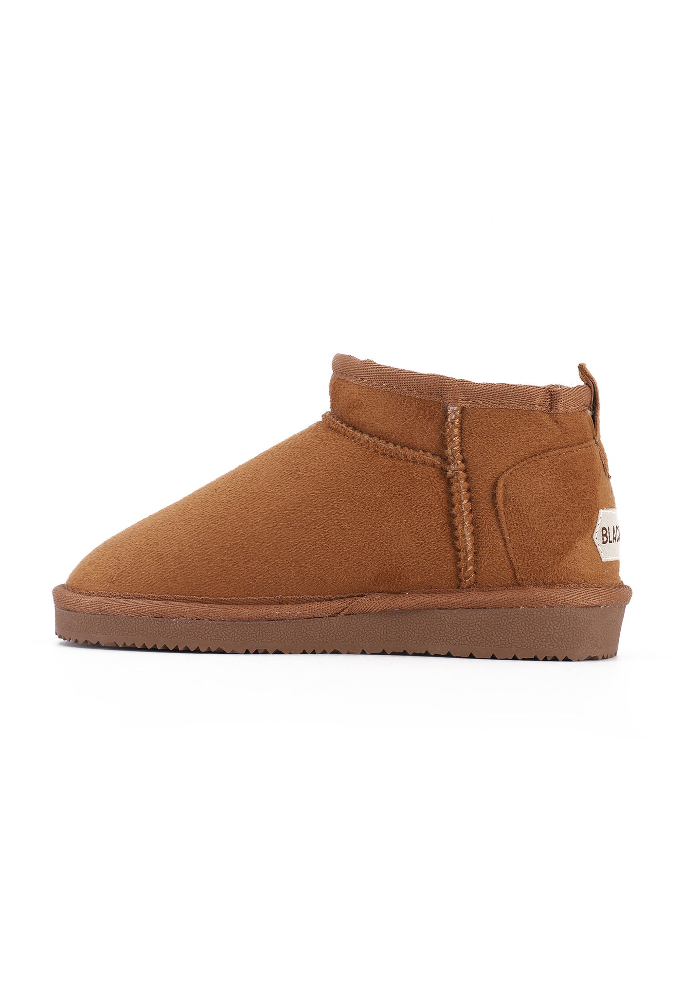 Bottine fourrée Mikela camel vue de l'autre côté, pointe arrondie et semelle caramel