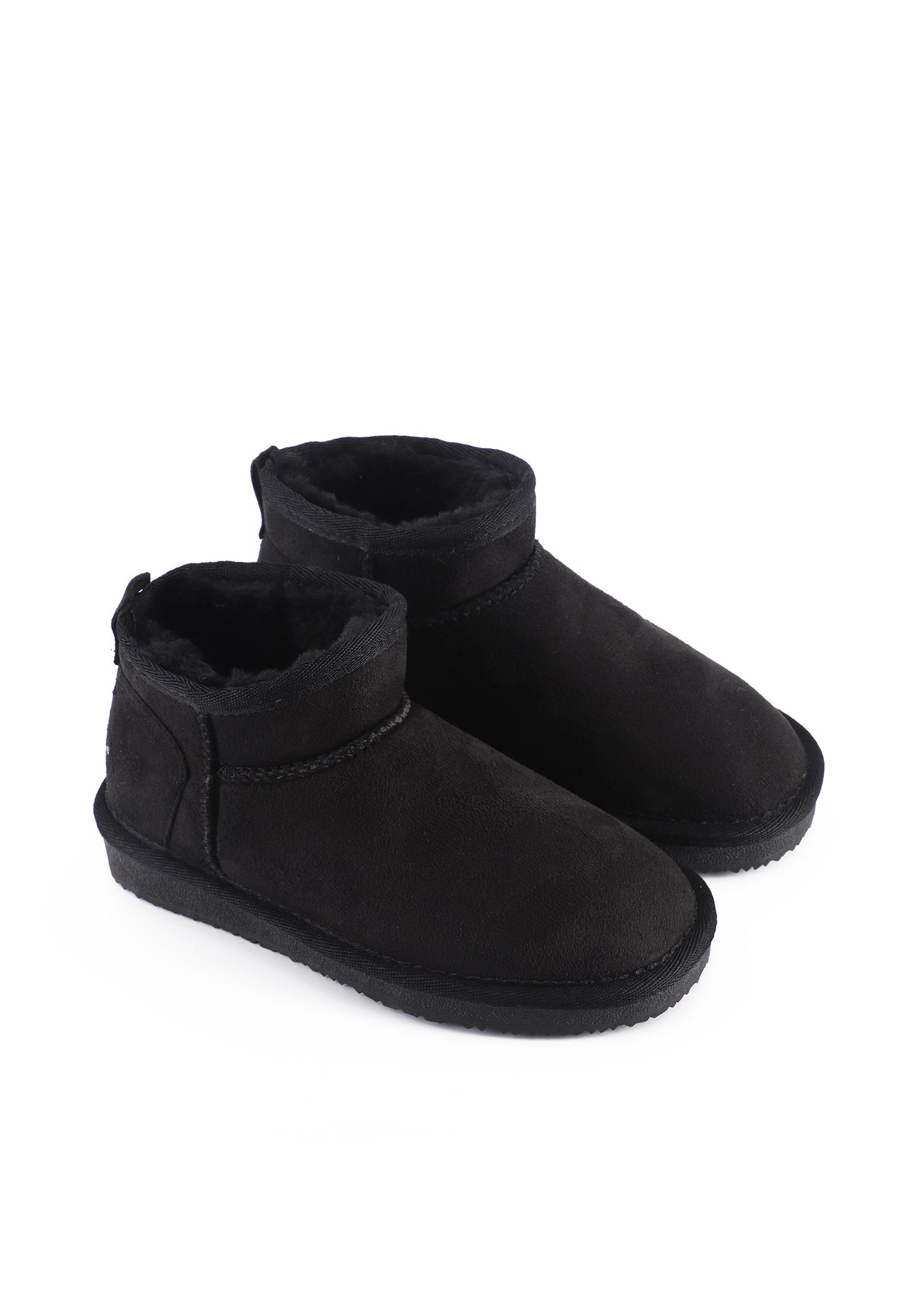 Paire de bottines fourrées Mikela noires, doublure en fausse fourrure noire au bord
