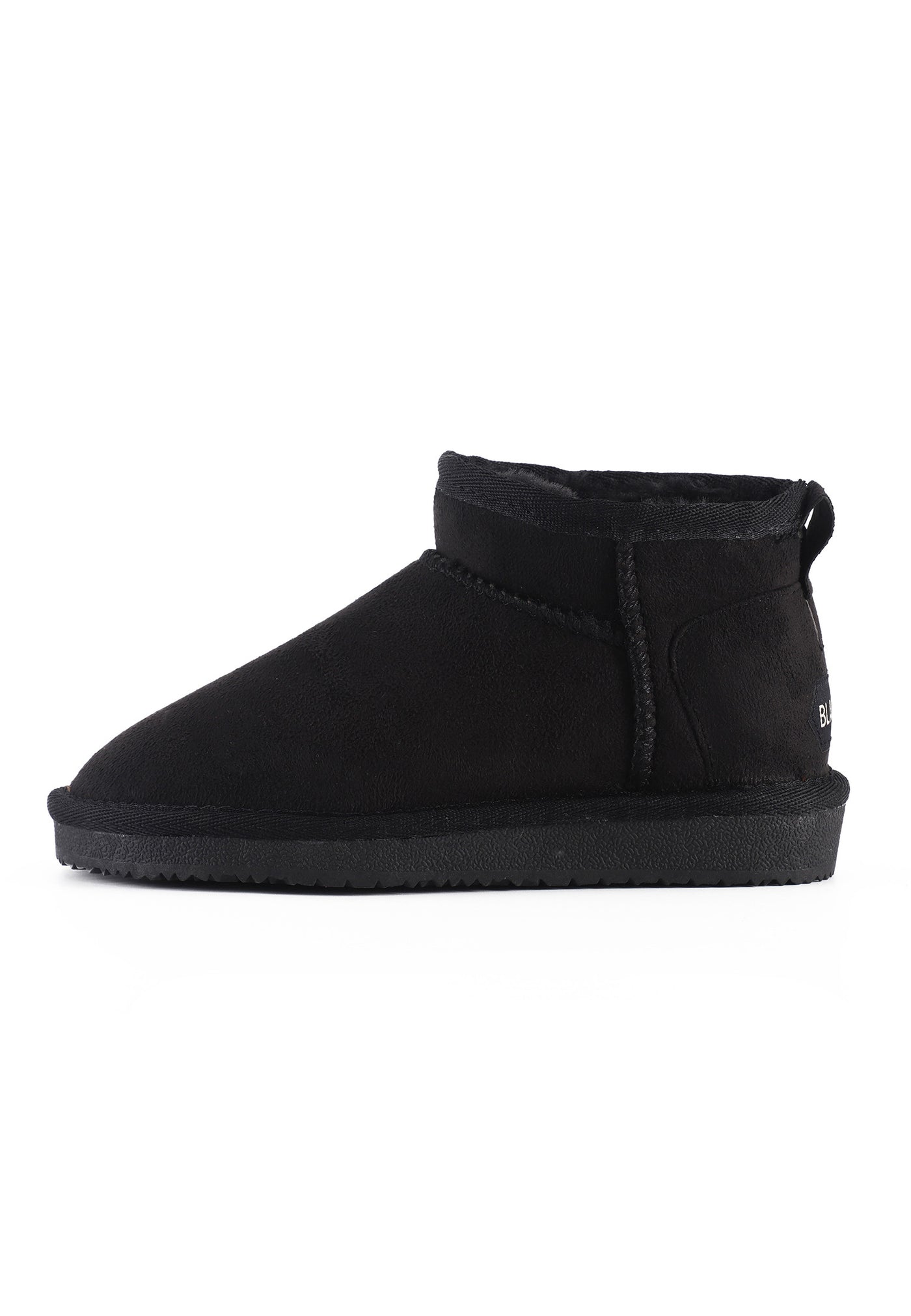 Bottine fourrée Mikela noire vue de l'autre côté, microfibre mate au toucher velouté