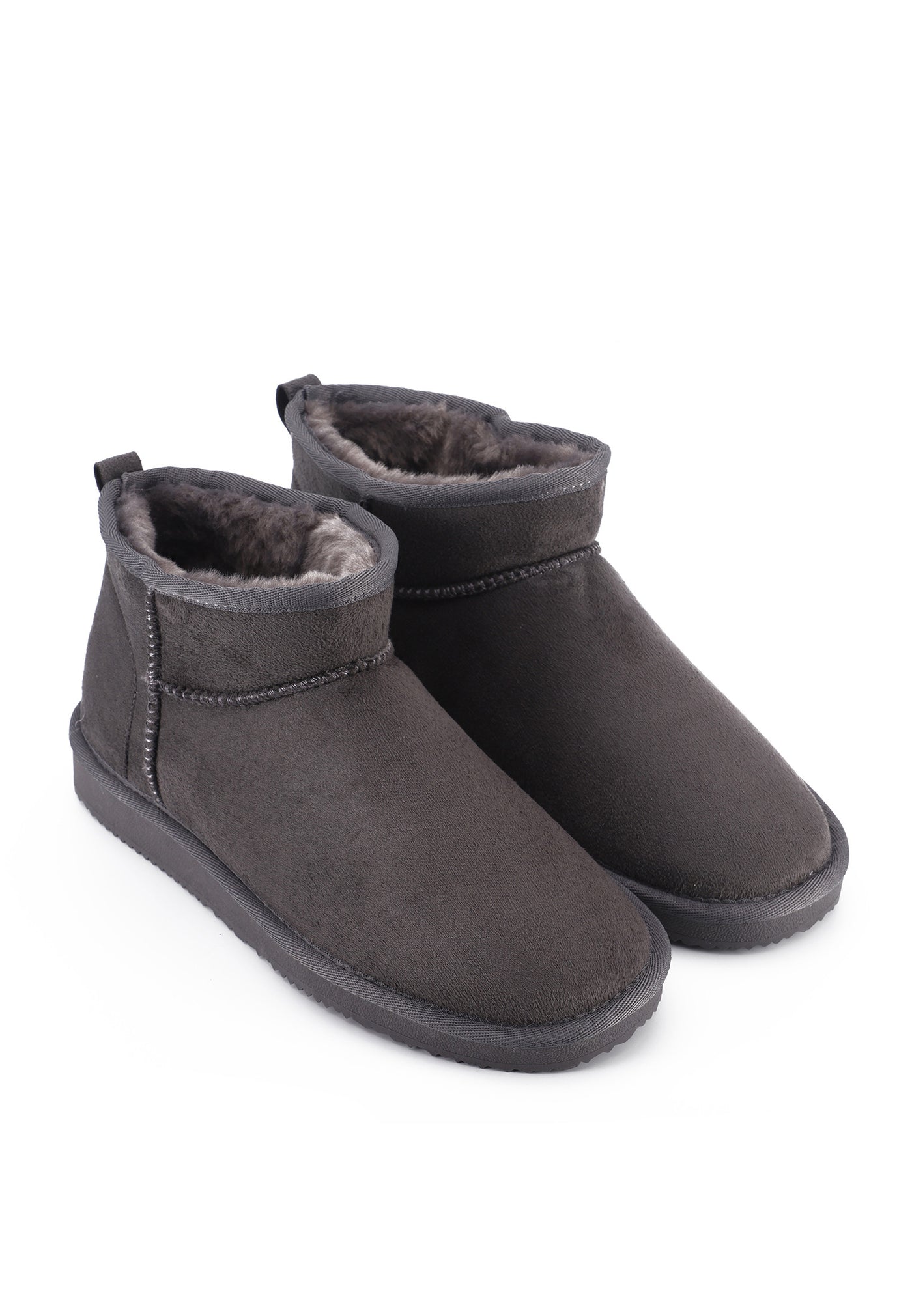 Paire de bottines fourrées Mini Milli gris foncé de trois-quarts, doublure gris chiné
