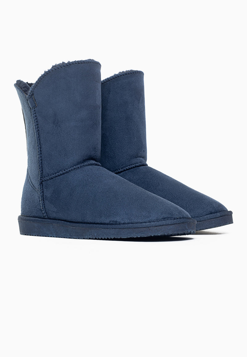 Paire de bottines fourrées Ocean marine de trois-quarts, col fendu et tige lisse