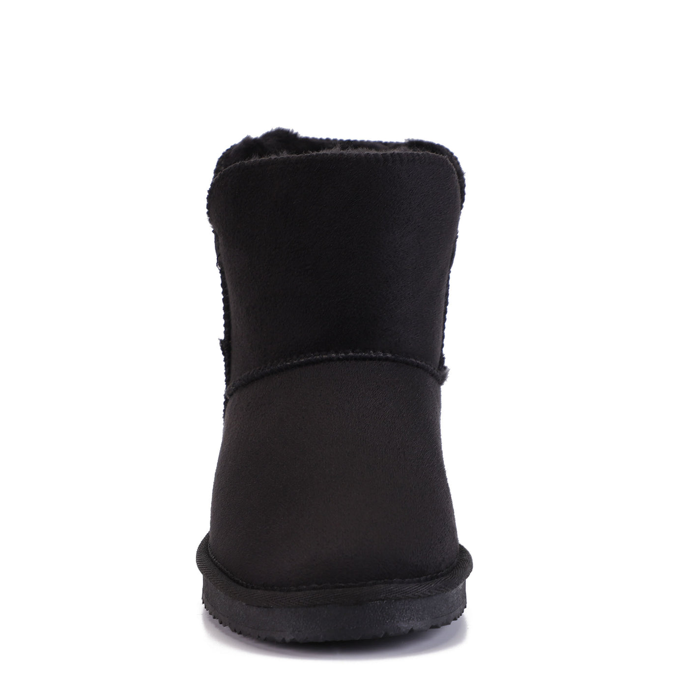 Bottine fourrée Bellevue noire de face, microfibre noire mate sur toute la tige