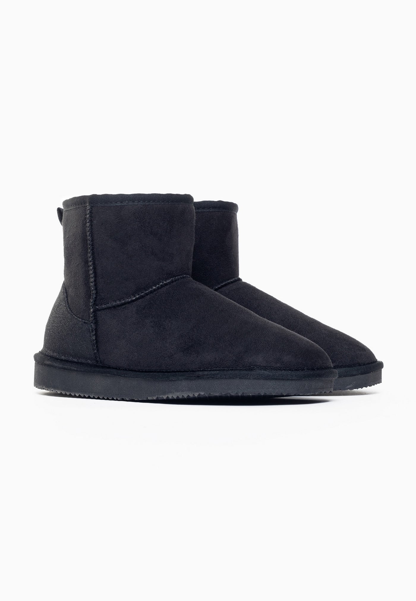 Paire de bottines fourrées Casablanca noires de trois-quarts avant, pailleté sur le côté
