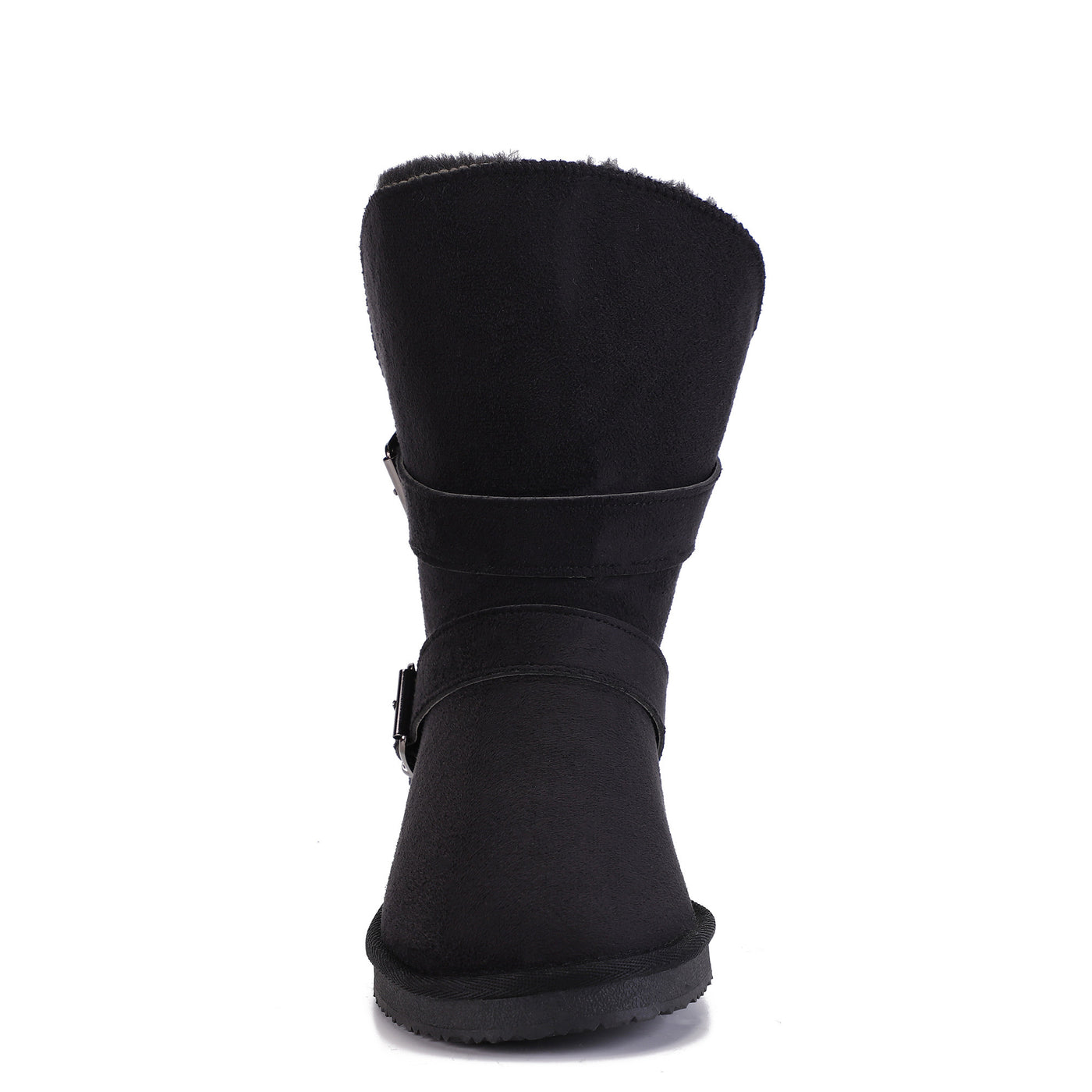 Bottine fourrée Camphor noire de face, doublure noire visible au bord du col