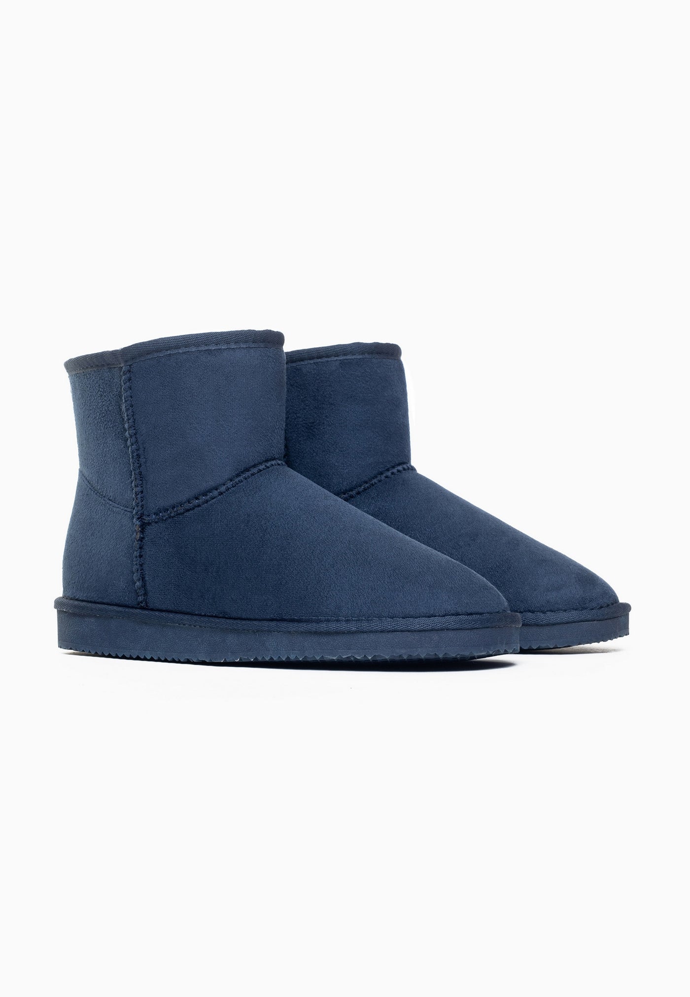 Paire de bottines fourrées Princesse marine vue de trois-quarts, col légèrement évasé