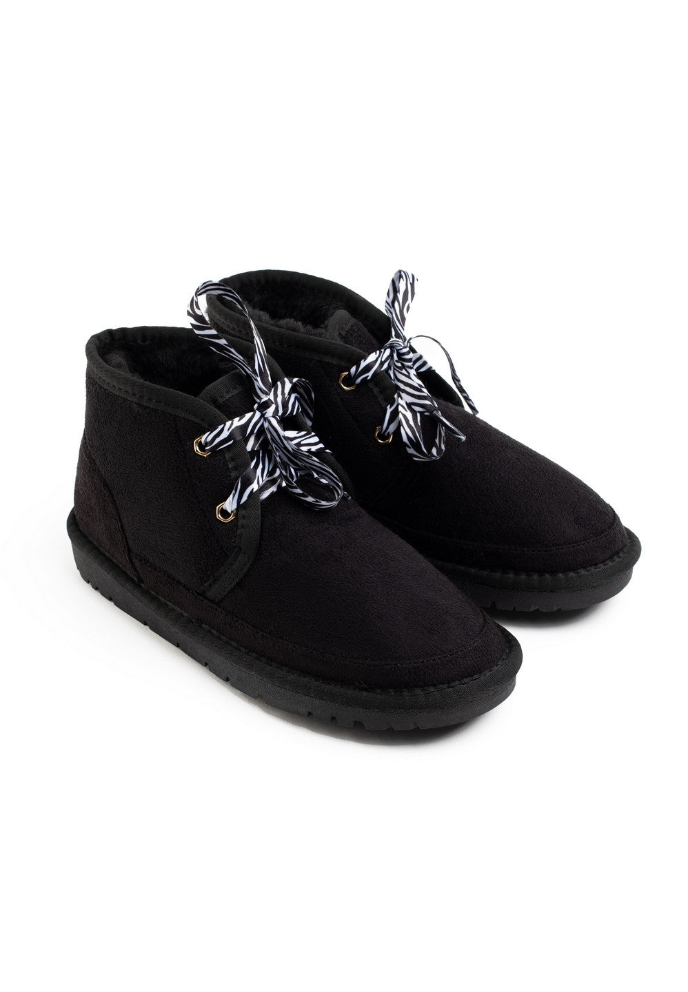 Paire de bottines fourrées Citrine noires, doublure en fausse fourrure noire à l'intérieur