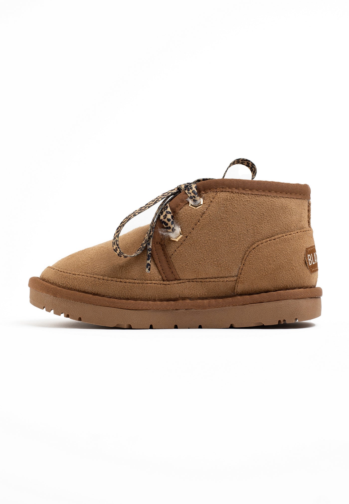 Bottine fourrée Calvin camel vue de l'autre côté, tige basse en microfibre camel mate