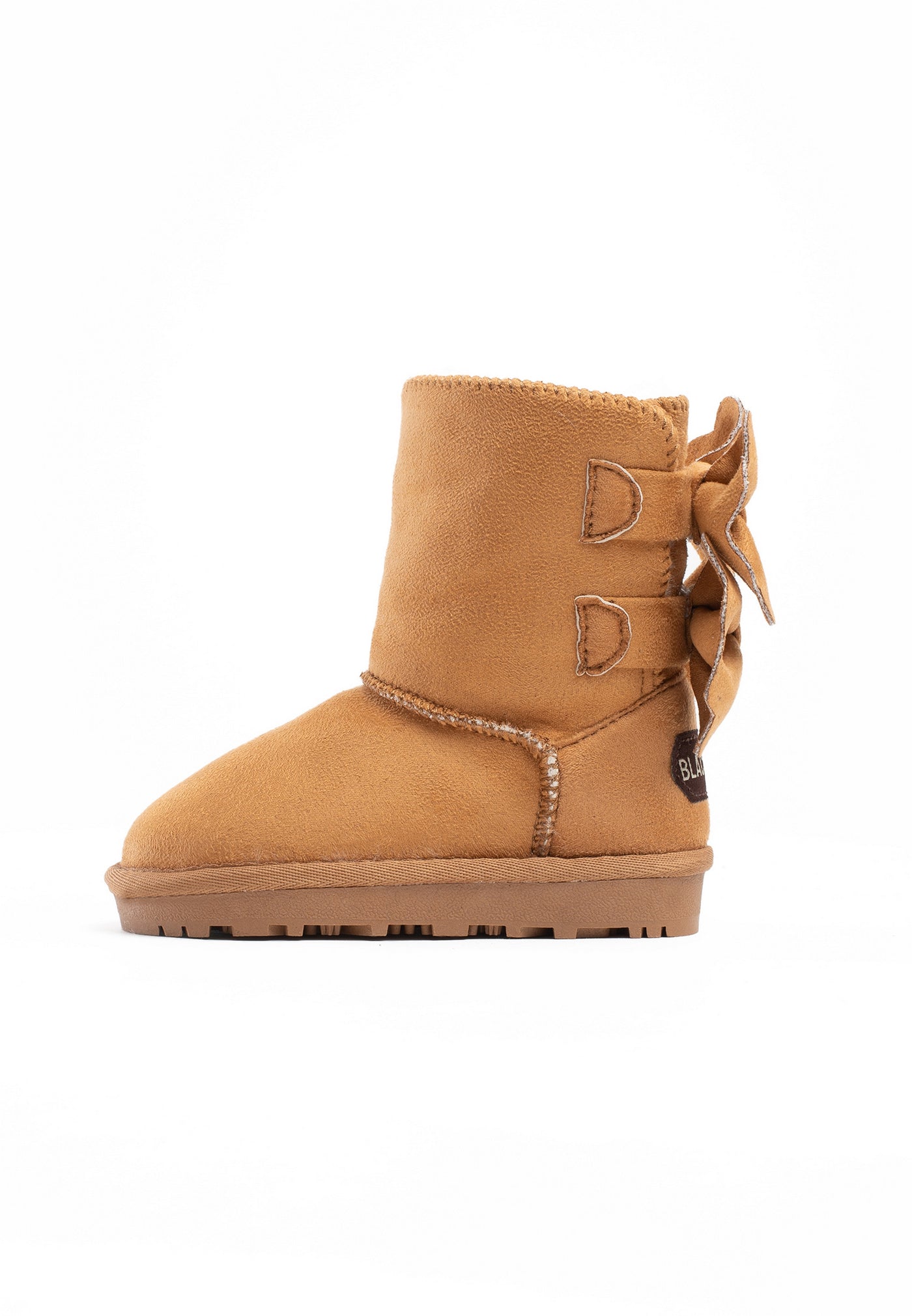 Bottine fourrée Belezza camel vue de l'autre côté, microfibre mate et semelle crantée