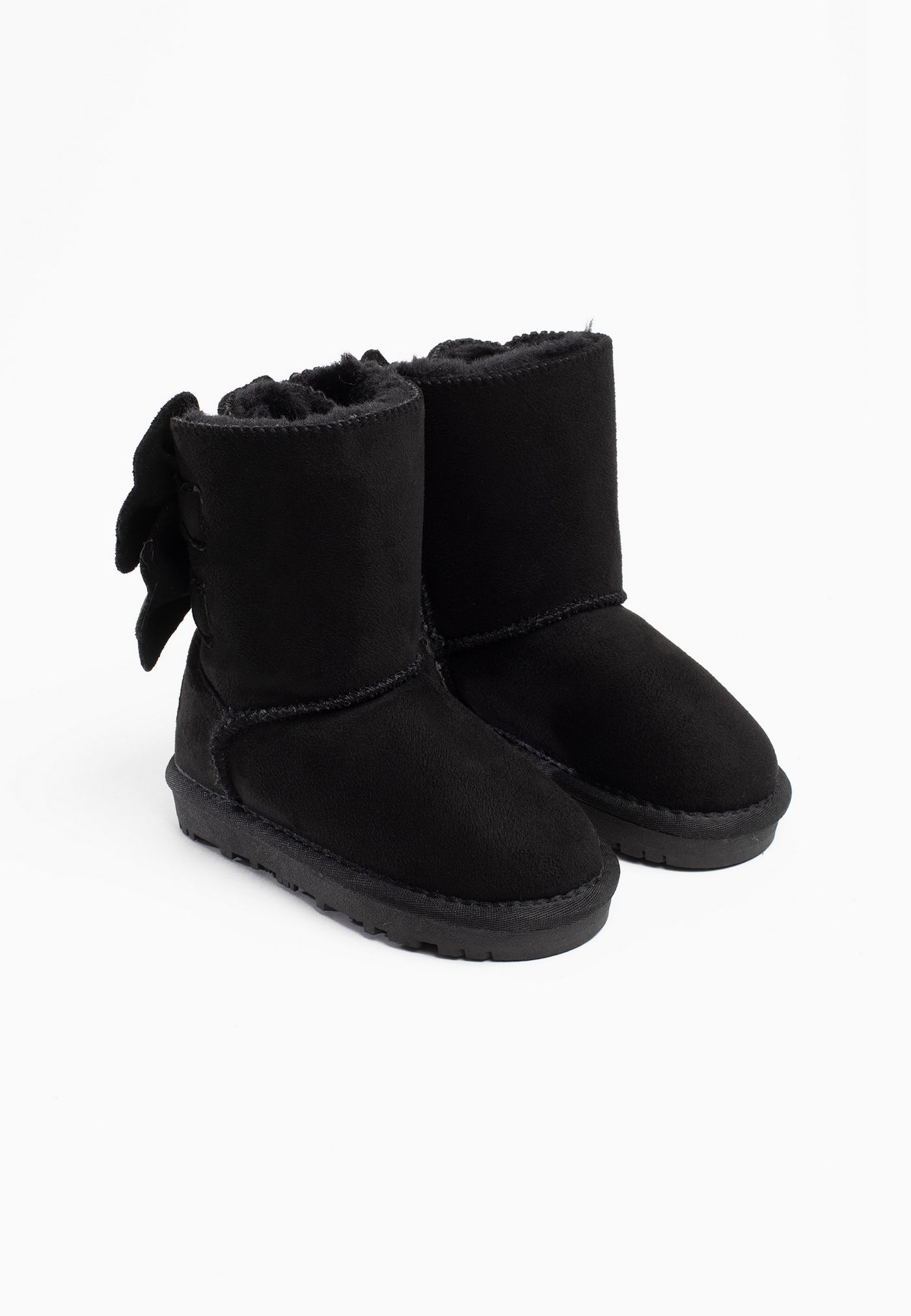 Paire de bottes fourrées Belezza noires de trois-quarts, doublure visible au col