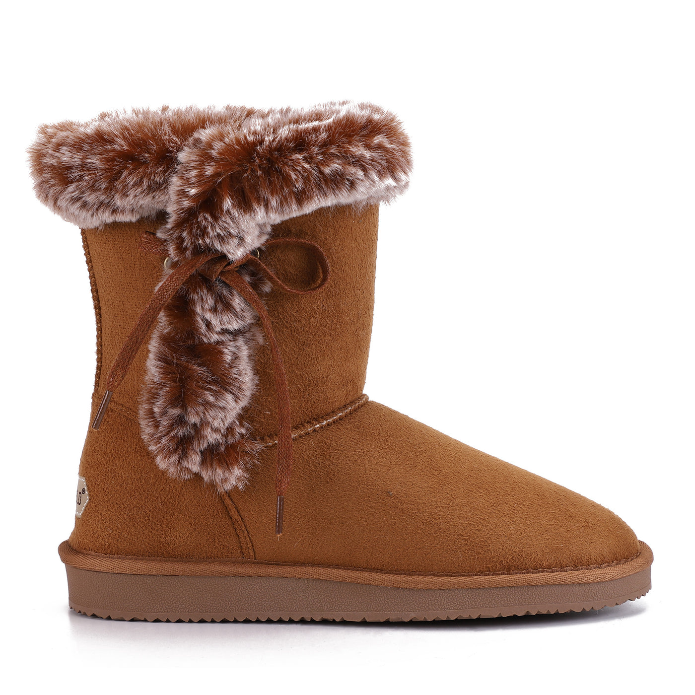Bottine fourrée Chuckson camel de l'autre côté, col épais replié sur la tige mate