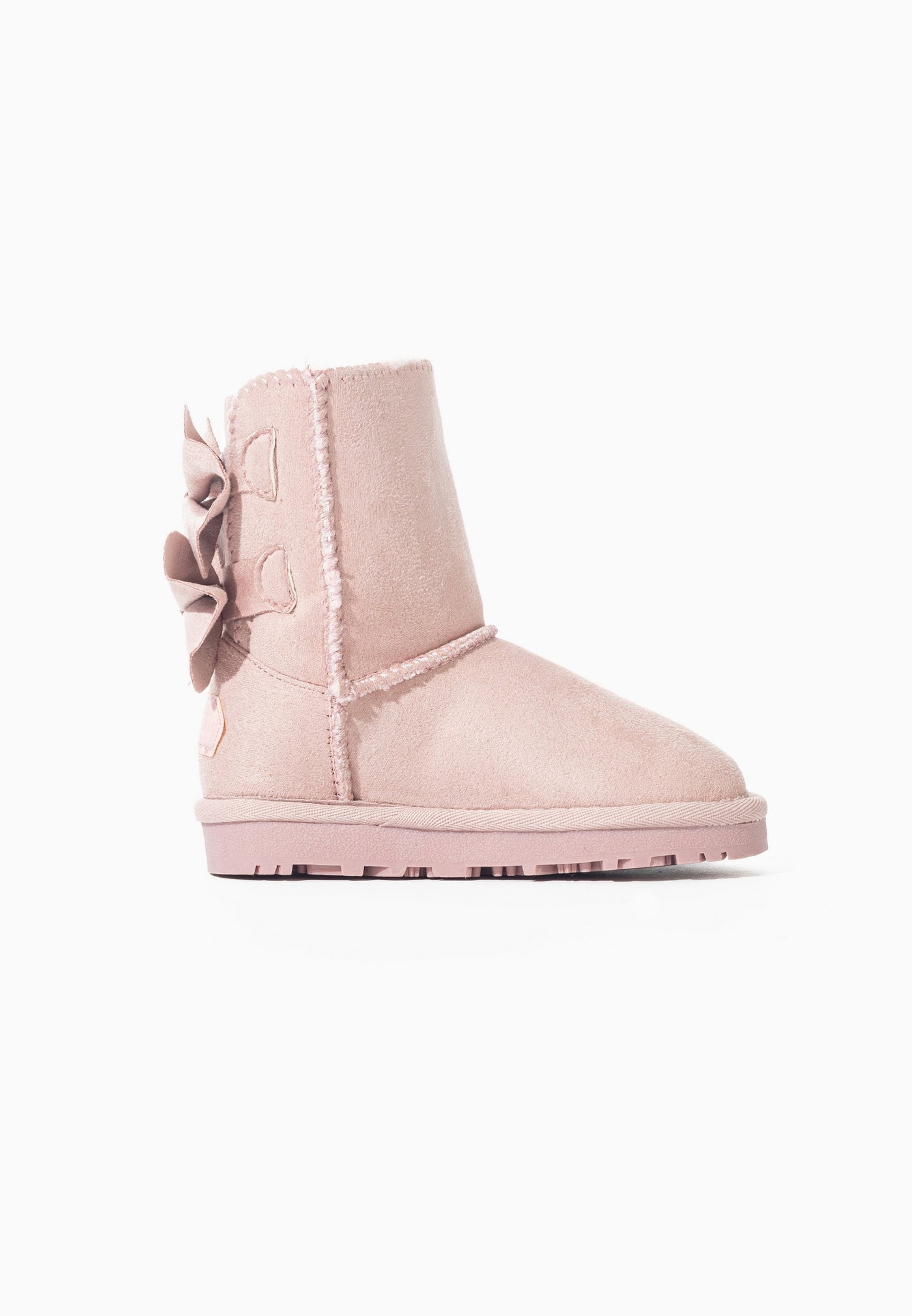Botte fourrée Belezza rose de trois-quarts arrière, couture centrale sur le contrefort