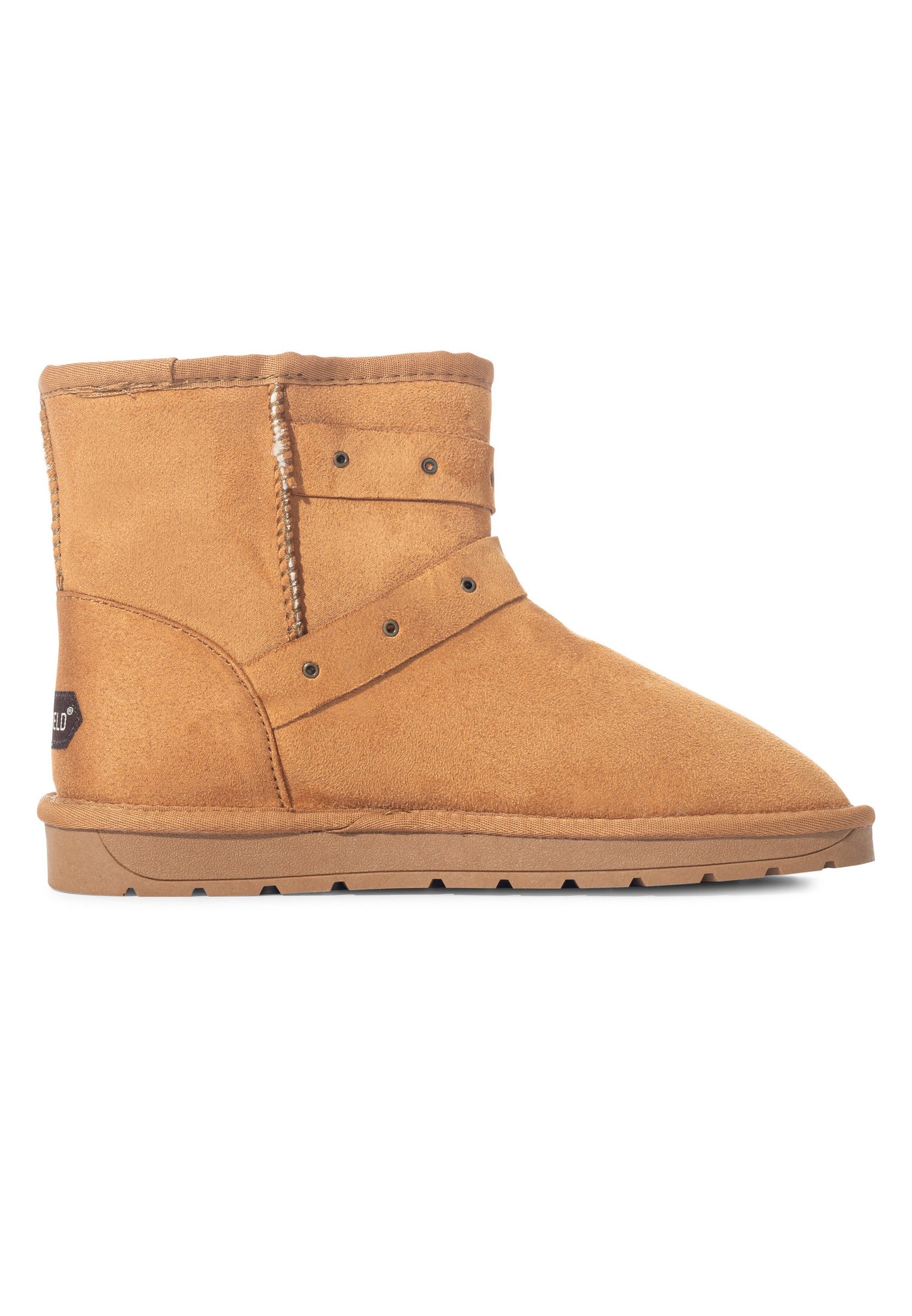 Bottine fourrée Erendele camel sur son autre côté, tige lisse et couture arrière visible