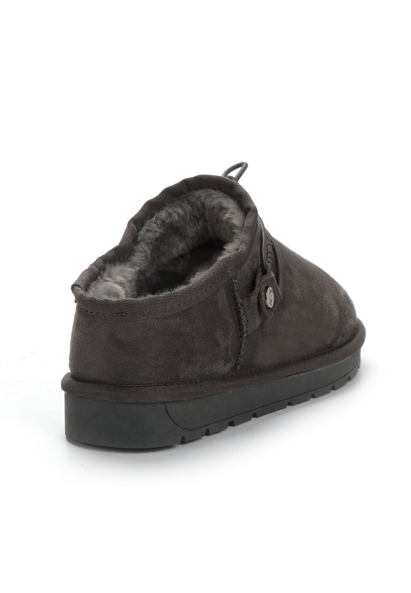 Bottine fourrée Eblis anthracite de dos, intérieur garni et boucle de tirage au talon
