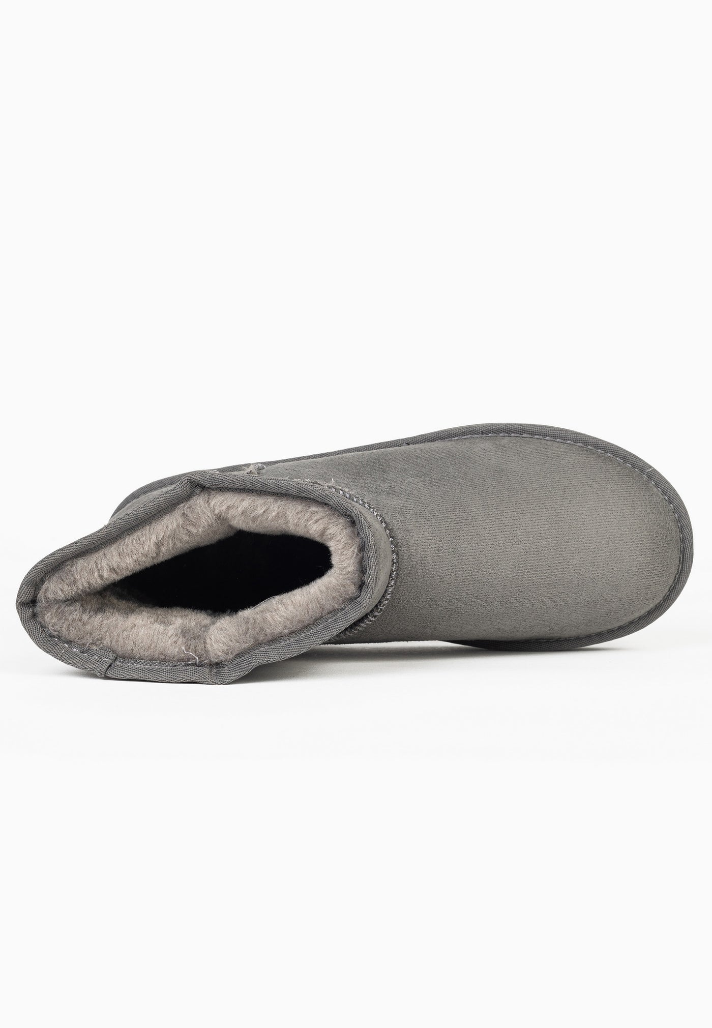 Bottine fourrée Princesse anthracite couchée, vue de dessus, intérieur garni de gris