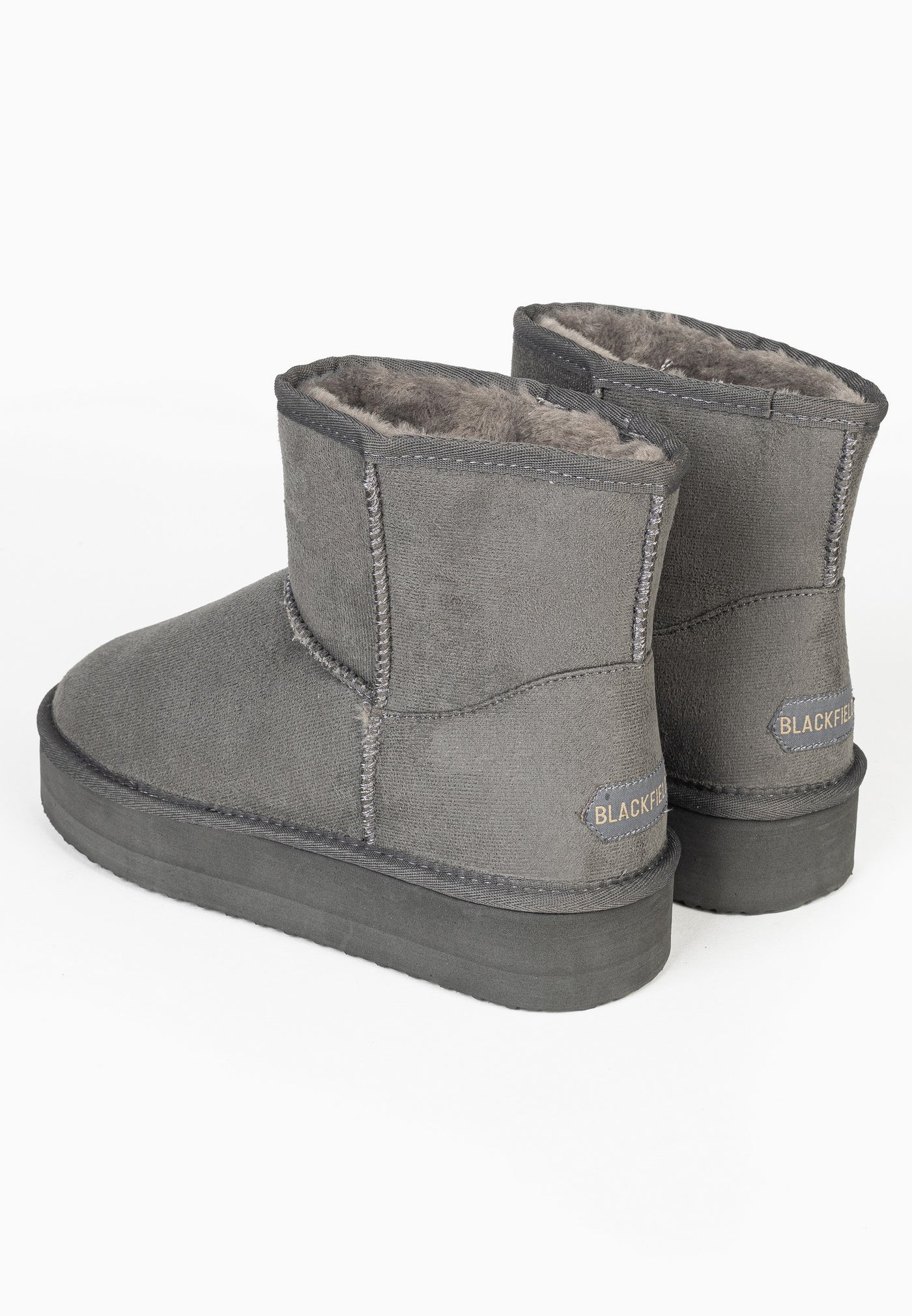 Paire de bottines fourrées Princesse anthracite de trois-quarts dos, semelles épaisses