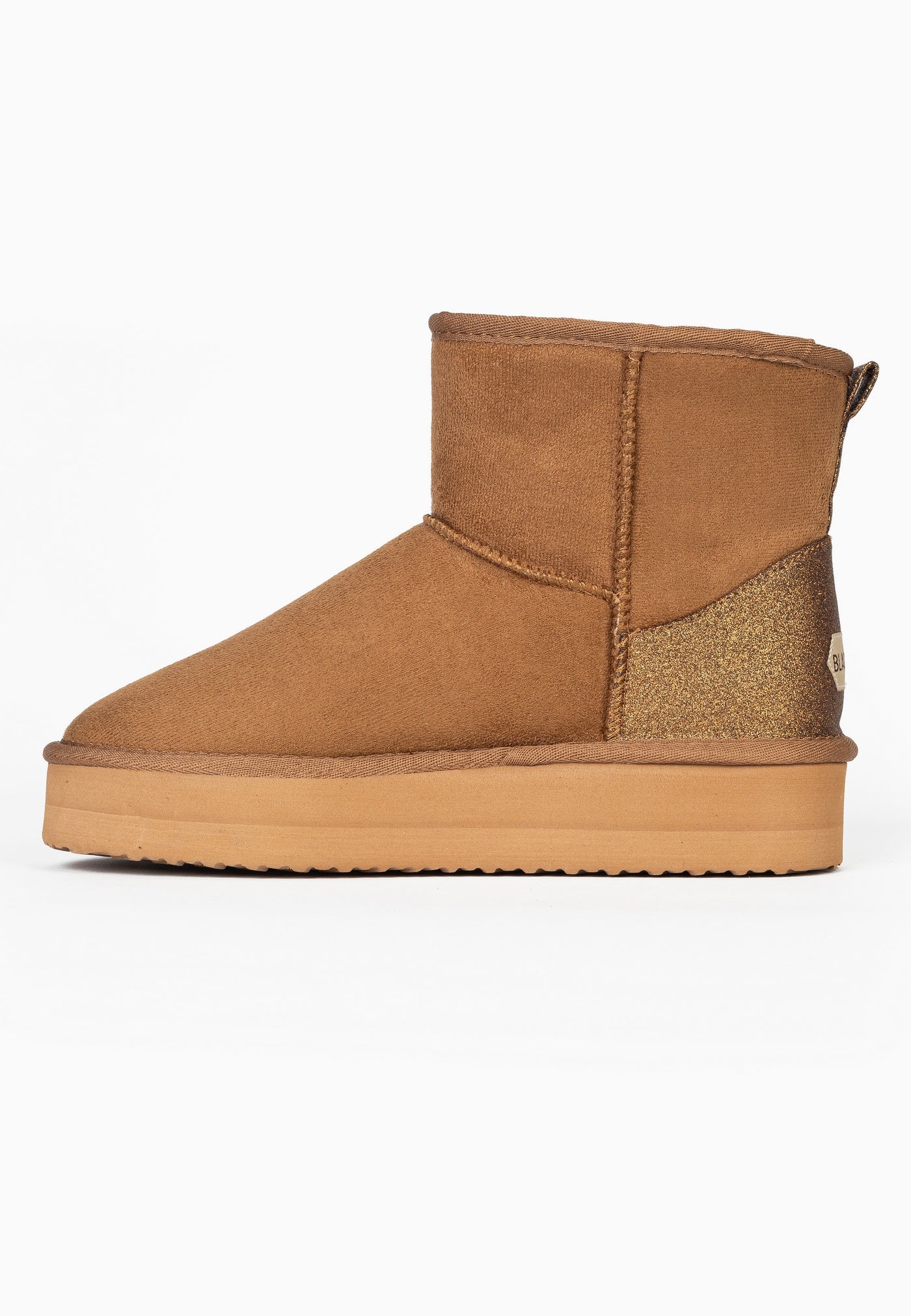 Bottine fourrée Casablanca camel de l'autre côté, couture verticale et plateforme claire