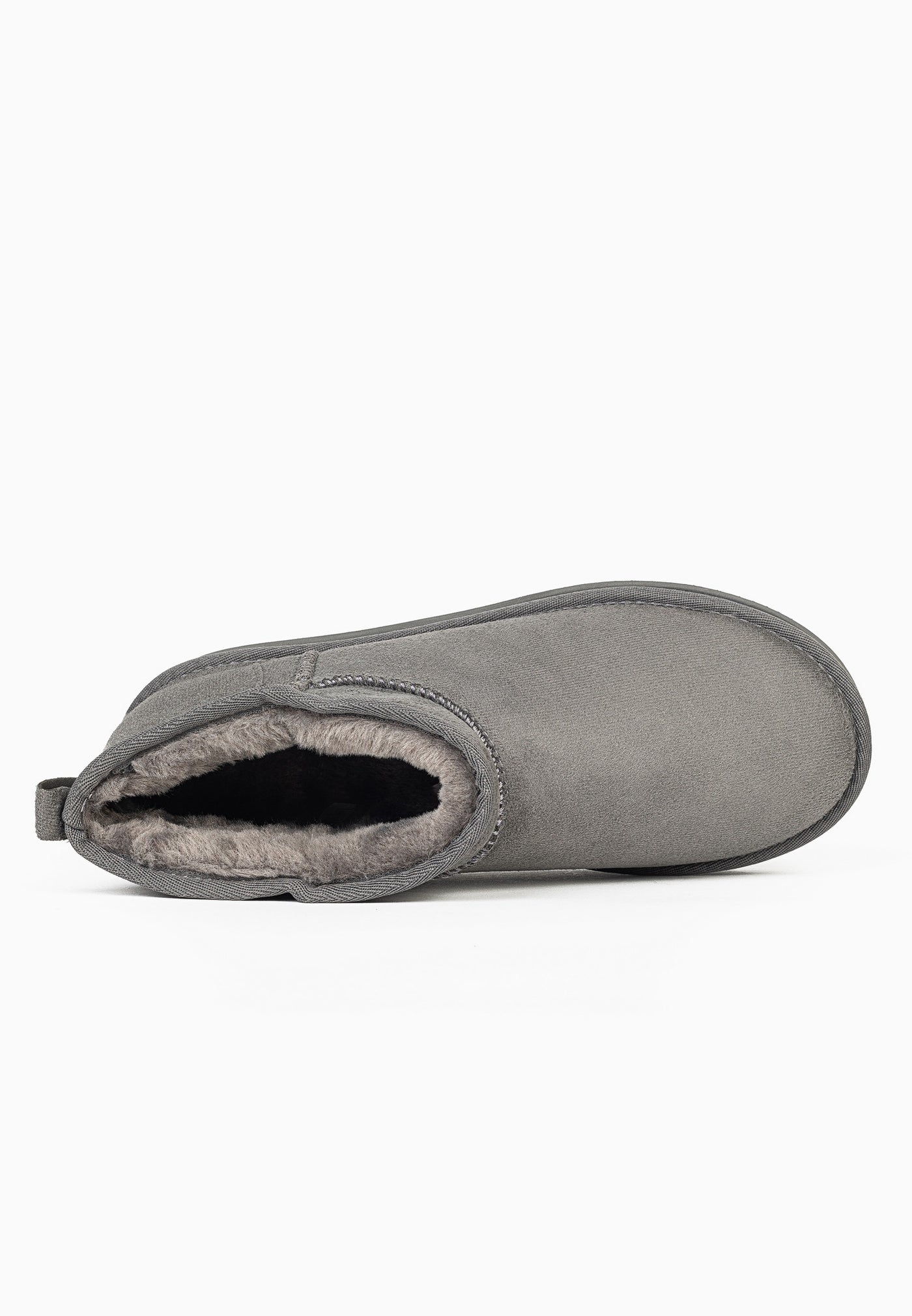 Bottine fourrée Milli anthracite vue de dessus, ouverture garnie de fausse fourrure
