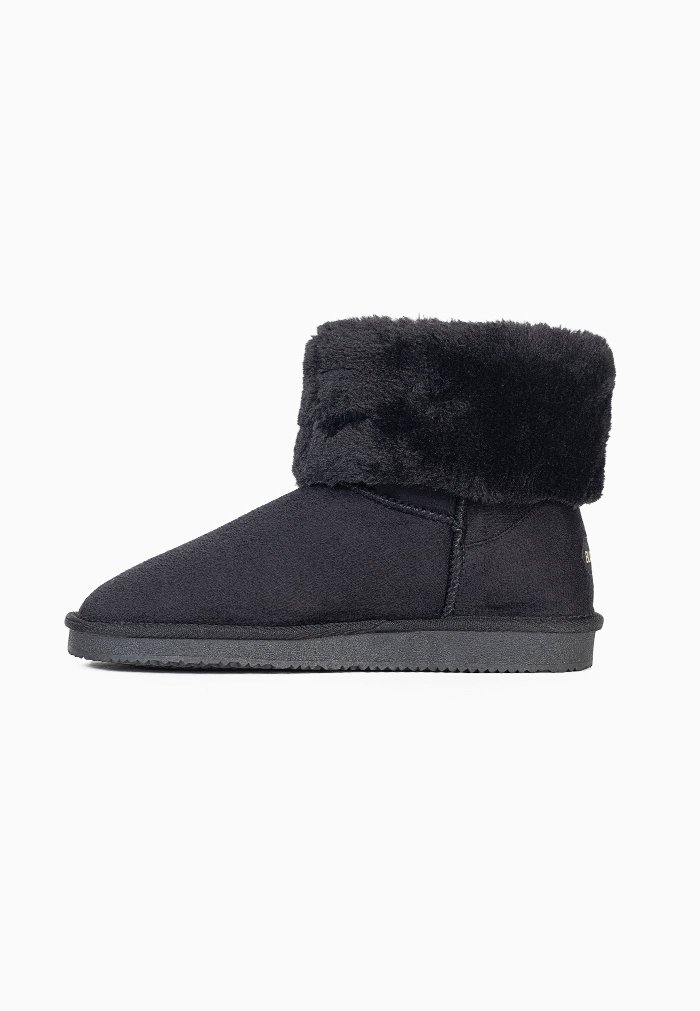 Bottine fourrée Clary noire vue de l'autre côté, microfibre noire mate au grain fin