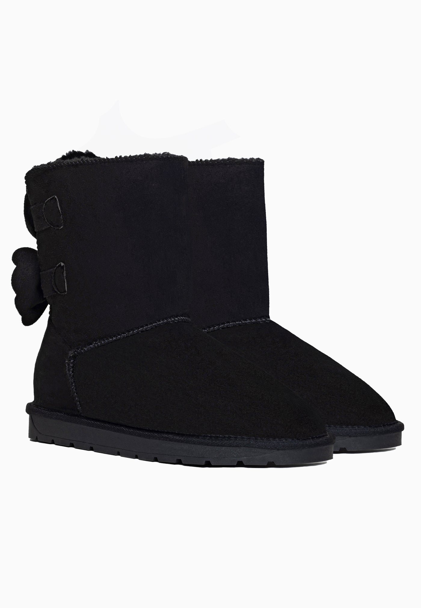 Paire de bottines fourrées Livai noires de trois-quarts, col en fausse fourrure