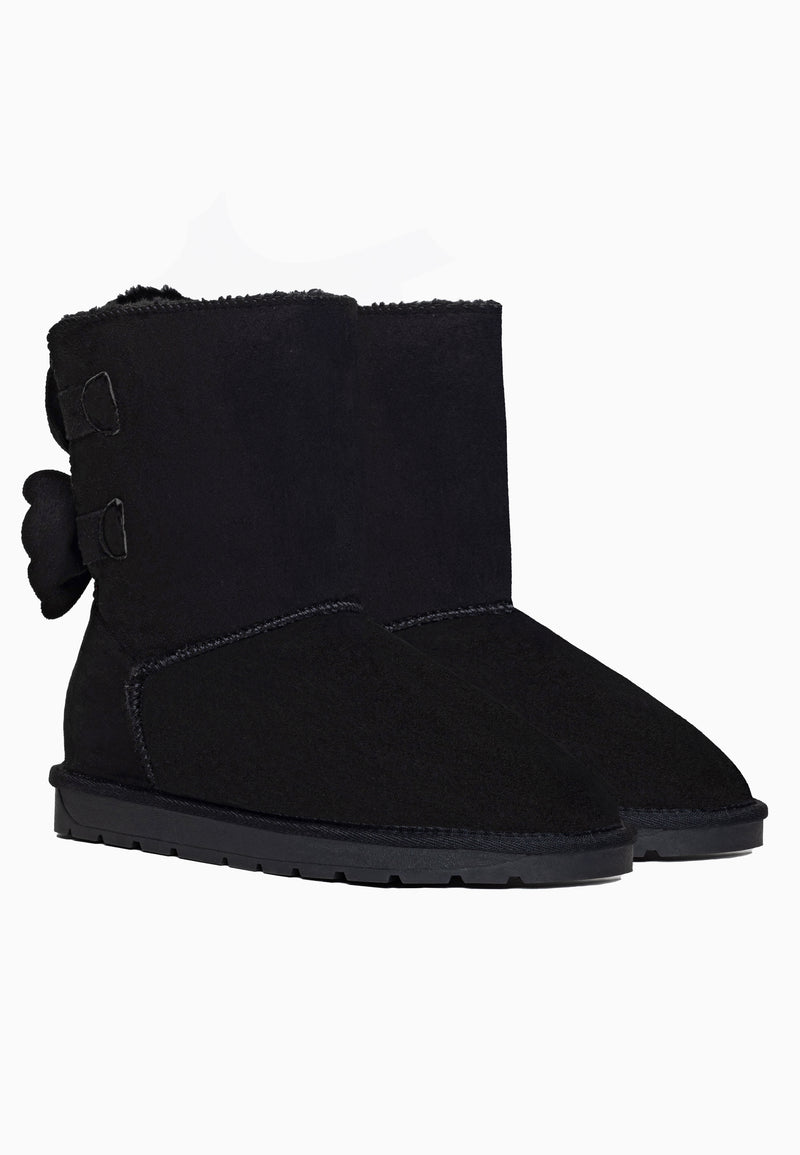 Paire de bottines fourrées Livai noires de trois-quarts, col en fausse fourrure