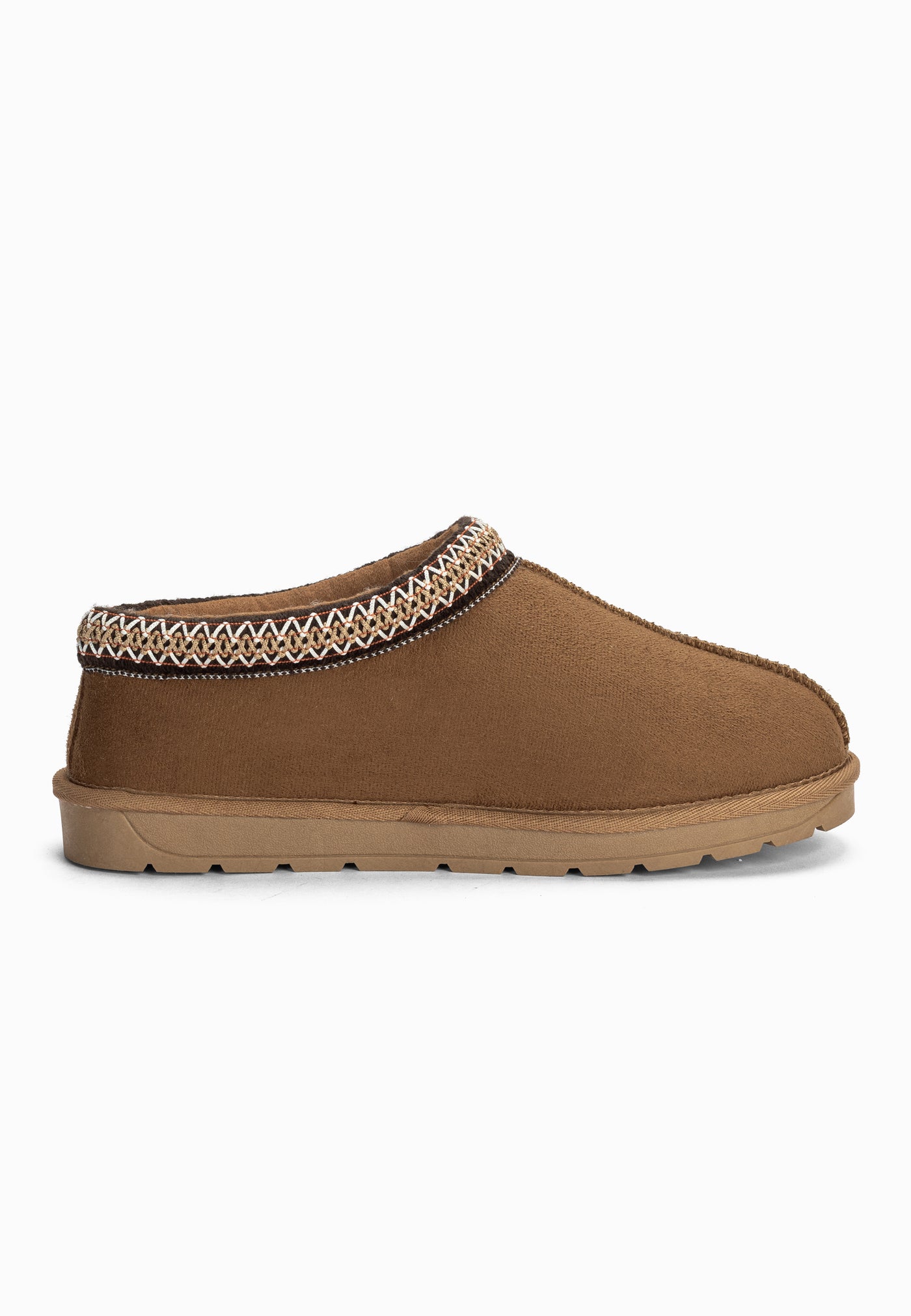 Bottine fourrée Bruce camel de profil, autre côté, semelle beige à crampons