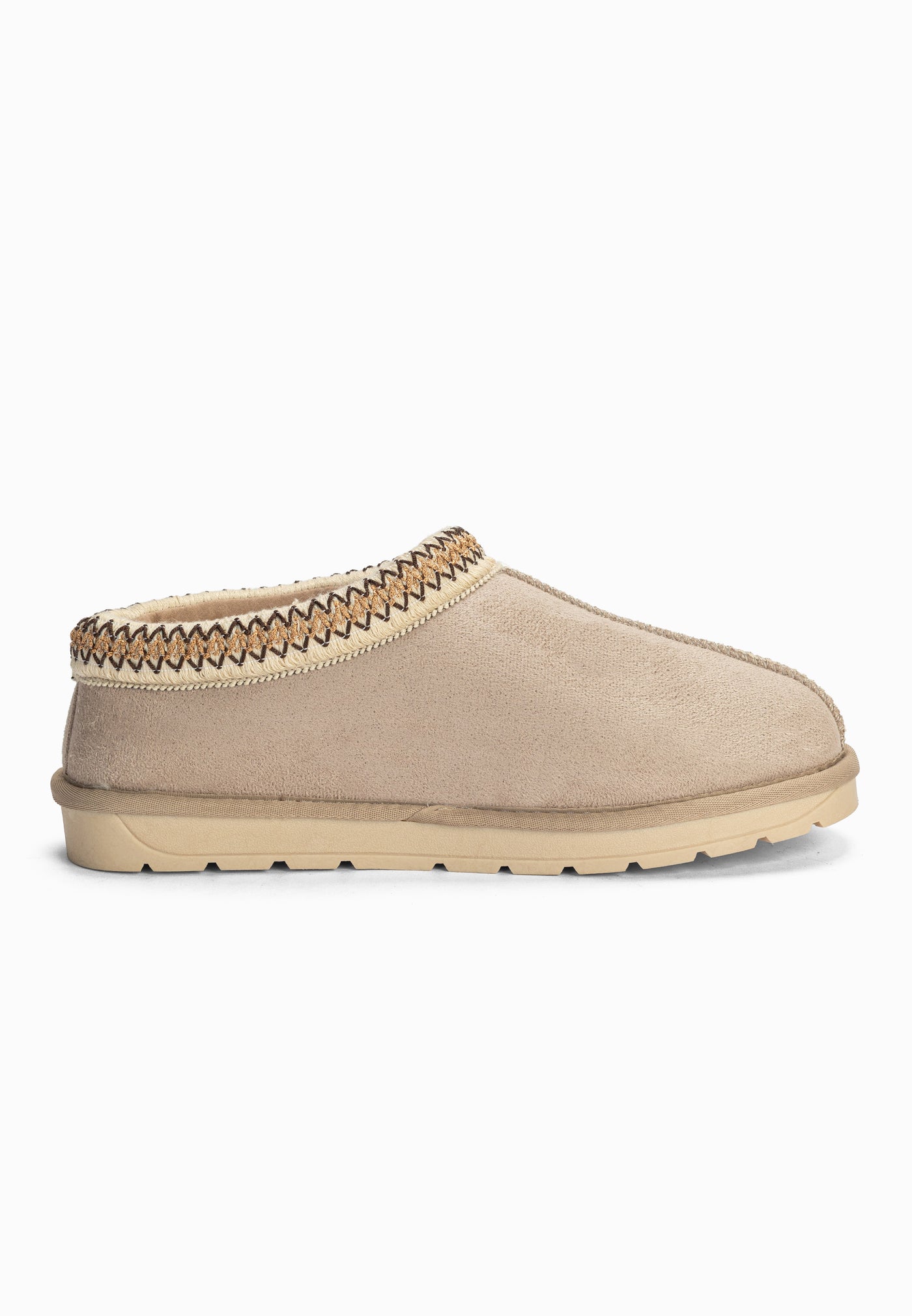 Bottine fourrée Bruce beige sable de profil, autre côté, semelle claire à crampons
